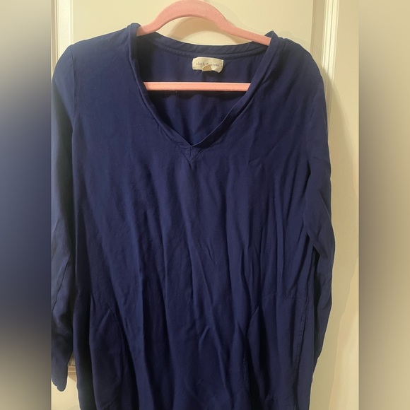 Anthropologie Cloth & Stone Blue Jersey Knit Swing Dress Size Medium - Picture 3 of 9